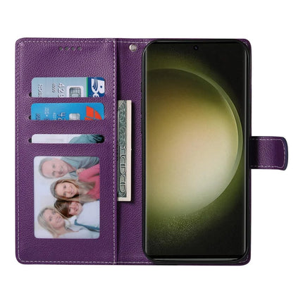 DF-012 For Samsung Galaxy S23 FE Case Litchi Texture Leather Wallet Stand Phone Cover