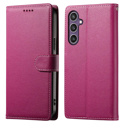 DF-012 For Samsung Galaxy S23 FE Case Litchi Texture Leather Wallet Stand Phone Cover - Rose