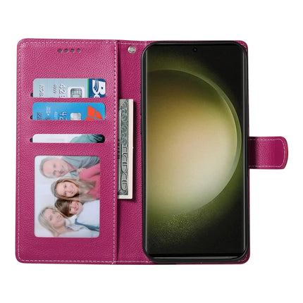 DF-012 For Samsung Galaxy S23 FE Case Litchi Texture Leather Wallet Stand Phone Cover