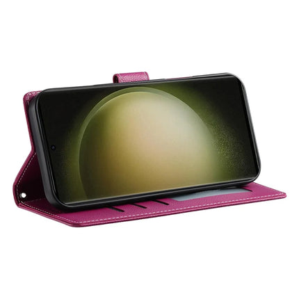 DF-012 For Samsung Galaxy S23 FE Case Litchi Texture Leather Wallet Stand Phone Cover