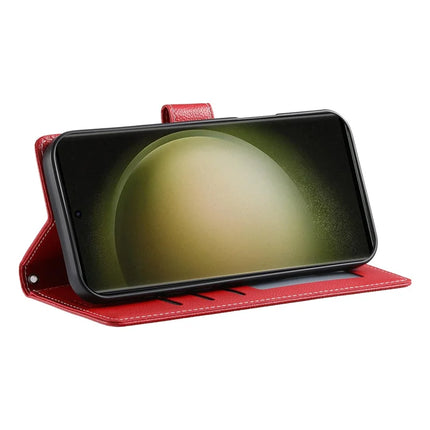 DF-012 For Samsung Galaxy S23 FE Case Litchi Texture Leather Wallet Stand Phone Cover