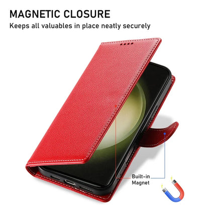 DF-012 For Samsung Galaxy S23 FE Case Litchi Texture Leather Wallet Stand Phone Cover