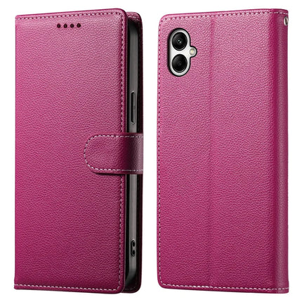 DF-012 For Samsung Galaxy A05 4G Case Litchi Texture Leather Wallet Stand Phone Cover - Rose