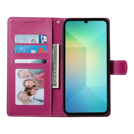 DF-012 For Samsung Galaxy A05 4G Case Litchi Texture Leather Wallet Stand Phone Cover