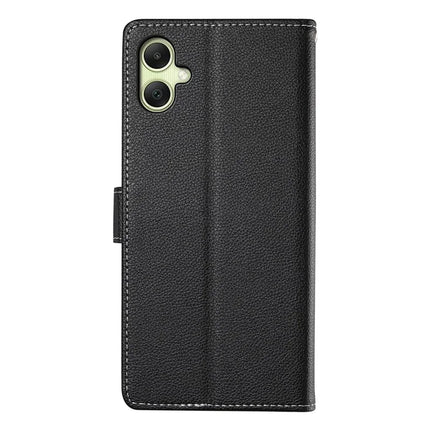 DF-012 For Samsung Galaxy A06 5G / A06 Case Litchi Texture Leather Magnetic Clasp Wallet Stand Phone Cover with Wrist Strap
