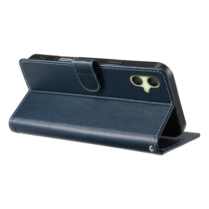 DF-012 For Samsung Galaxy A06 5G / A06 Case Litchi Texture Leather Magnetic Clasp Wallet Stand Phone Cover with Wrist Strap