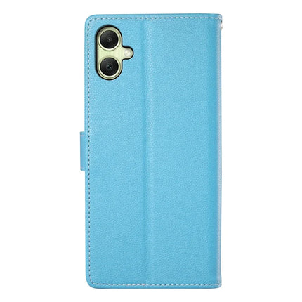 DF-012 For Samsung Galaxy A06 5G / A06 Case Litchi Texture Leather Magnetic Clasp Wallet Stand Phone Cover with Wrist Strap
