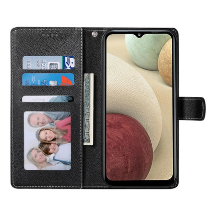 DF-012 For Samsung Galaxy A05s 4G Case Litchi Texture Leather Magnetic Clasp Wallet Stand Phone Cover with Wrist Strap