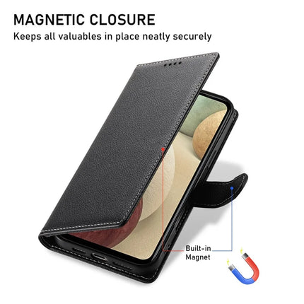 DF-012 For Samsung Galaxy A05s 4G Case Litchi Texture Leather Magnetic Clasp Wallet Stand Phone Cover with Wrist Strap