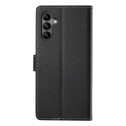 DF-012 For Samsung Galaxy A05s 4G Case Litchi Texture Leather Magnetic Clasp Wallet Stand Phone Cover with Wrist Strap