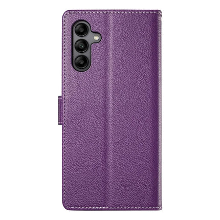DF-012 For Samsung Galaxy A05s 4G Case Litchi Texture Leather Magnetic Clasp Wallet Stand Phone Cover with Wrist Strap