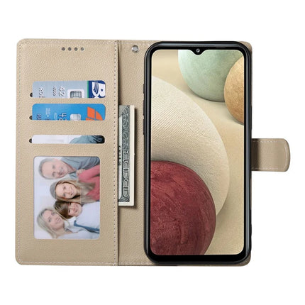 DF-012 For Samsung Galaxy A05s 4G Case Litchi Texture Leather Magnetic Clasp Wallet Stand Phone Cover with Wrist Strap