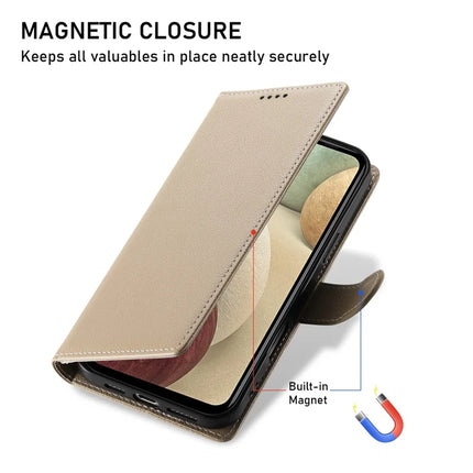 DF-012 For Samsung Galaxy A05s 4G Case Litchi Texture Leather Magnetic Clasp Wallet Stand Phone Cover with Wrist Strap