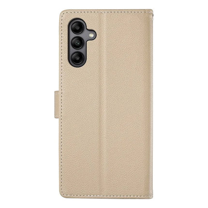 DF-012 For Samsung Galaxy A05s 4G Case Litchi Texture Leather Magnetic Clasp Wallet Stand Phone Cover with Wrist Strap