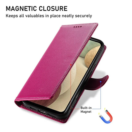 DF-012 For Samsung Galaxy A05s 4G Case Litchi Texture Leather Magnetic Clasp Wallet Stand Phone Cover with Wrist Strap