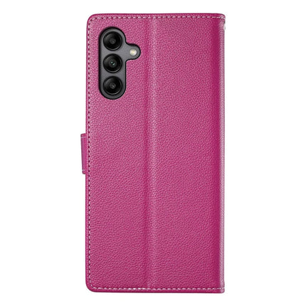 DF-012 For Samsung Galaxy A05s 4G Case Litchi Texture Leather Magnetic Clasp Wallet Stand Phone Cover with Wrist Strap