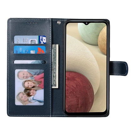 DF-012 For Samsung Galaxy A05s 4G Case Litchi Texture Leather Magnetic Clasp Wallet Stand Phone Cover with Wrist Strap
