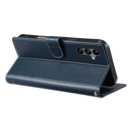 DF-012 For Samsung Galaxy A05s 4G Case Litchi Texture Leather Magnetic Clasp Wallet Stand Phone Cover with Wrist Strap