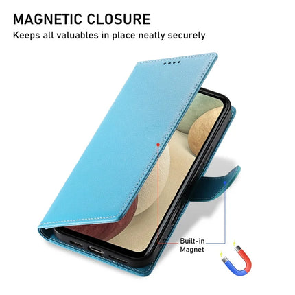 DF-012 For Samsung Galaxy A05s 4G Case Litchi Texture Leather Magnetic Clasp Wallet Stand Phone Cover with Wrist Strap