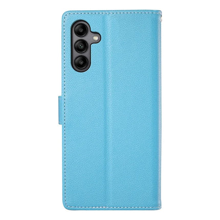 DF-012 For Samsung Galaxy A05s 4G Case Litchi Texture Leather Magnetic Clasp Wallet Stand Phone Cover with Wrist Strap