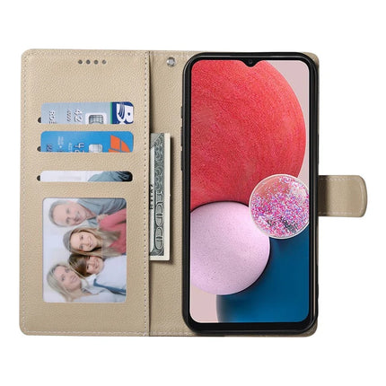 DF-012 For Samsung Galaxy A15 5G / A15 4G Case Litchi Texture Leather Magnetic Clasp Wallet Stand Phone Cover with Wrist Strap