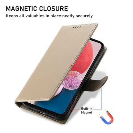 DF-012 For Samsung Galaxy A15 5G / A15 4G Case Litchi Texture Leather Magnetic Clasp Wallet Stand Phone Cover with Wrist Strap