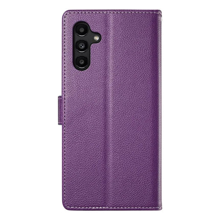 DF-012 For Samsung Galaxy A15 5G / A15 4G Case Litchi Texture Leather Magnetic Clasp Wallet Stand Phone Cover with Wrist Strap