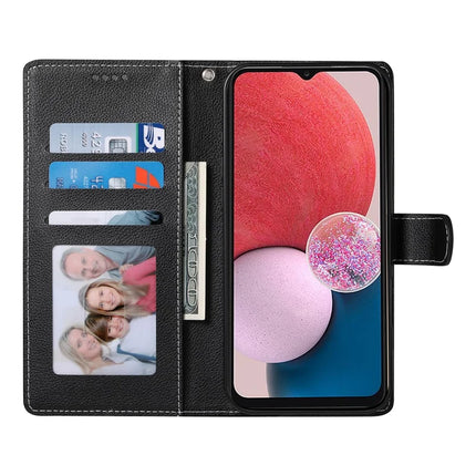 DF-012 For Samsung Galaxy A15 5G / A15 4G Case Litchi Texture Leather Magnetic Clasp Wallet Stand Phone Cover with Wrist Strap