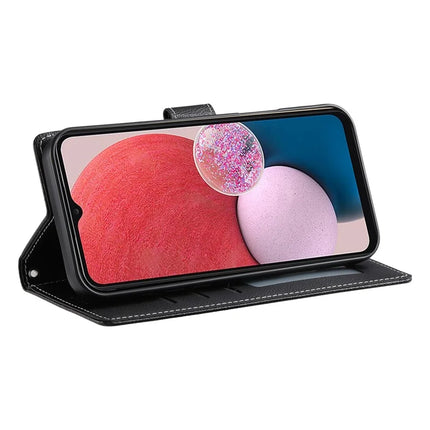 DF-012 For Samsung Galaxy A15 5G / A15 4G Case Litchi Texture Leather Magnetic Clasp Wallet Stand Phone Cover with Wrist Strap