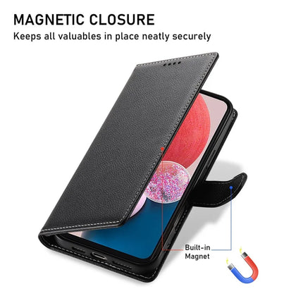 DF-012 For Samsung Galaxy A15 5G / A15 4G Case Litchi Texture Leather Magnetic Clasp Wallet Stand Phone Cover with Wrist Strap