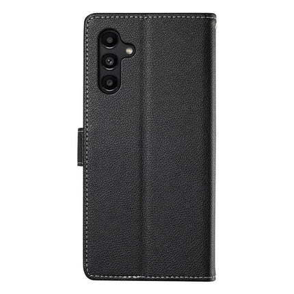 DF-012 For Samsung Galaxy A15 5G / A15 4G Case Litchi Texture Leather Magnetic Clasp Wallet Stand Phone Cover with Wrist Strap