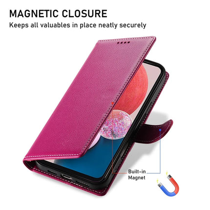 DF-012 For Samsung Galaxy A15 5G / A15 4G Case Litchi Texture Leather Magnetic Clasp Wallet Stand Phone Cover with Wrist Strap