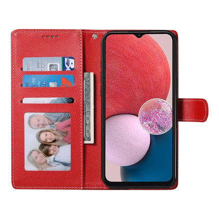 DF-012 For Samsung Galaxy A15 5G / A15 4G Case Litchi Texture Leather Magnetic Clasp Wallet Stand Phone Cover with Wrist Strap