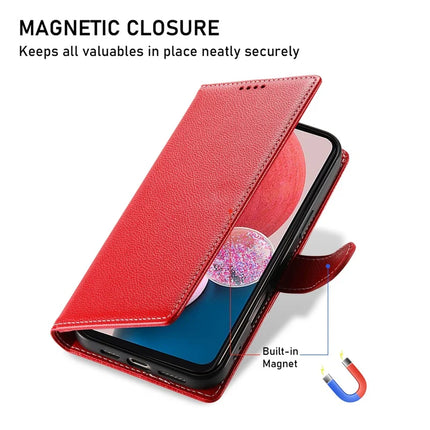 DF-012 For Samsung Galaxy A15 5G / A15 4G Case Litchi Texture Leather Magnetic Clasp Wallet Stand Phone Cover with Wrist Strap