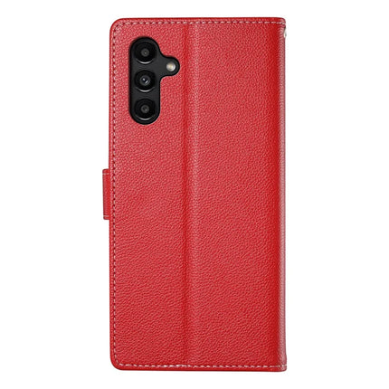 DF-012 For Samsung Galaxy A15 5G / A15 4G Case Litchi Texture Leather Magnetic Clasp Wallet Stand Phone Cover with Wrist Strap