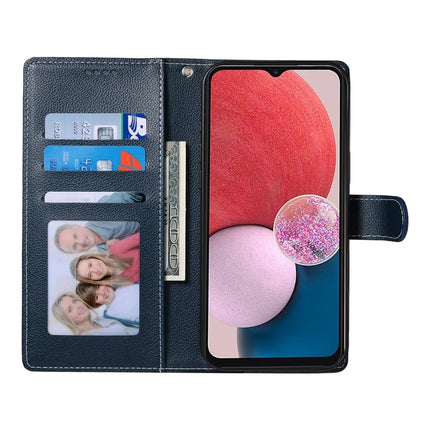 DF-012 For Samsung Galaxy A15 5G / A15 4G Case Litchi Texture Leather Magnetic Clasp Wallet Stand Phone Cover with Wrist Strap
