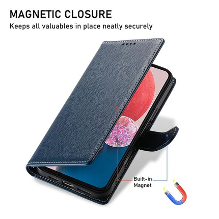 DF-012 For Samsung Galaxy A15 5G / A15 4G Case Litchi Texture Leather Magnetic Clasp Wallet Stand Phone Cover with Wrist Strap