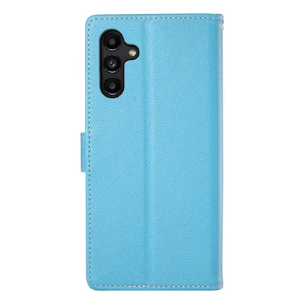 DF-012 For Samsung Galaxy A15 5G / A15 4G Case Litchi Texture Leather Magnetic Clasp Wallet Stand Phone Cover with Wrist Strap
