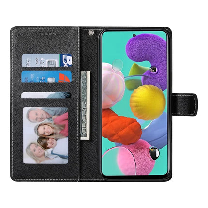 DF-012 For Samsung Galaxy A24 4G (162.1 x 77.6 x 8.3mm) Case Litchi Texture Leather Magnetic Clasp Wallet Stand Phone Cover
