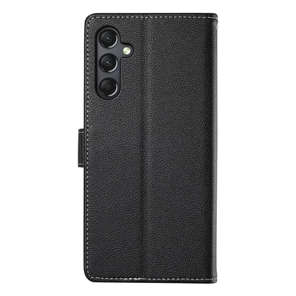 DF-012 For Samsung Galaxy A24 4G (162.1 x 77.6 x 8.3mm) Case Litchi Texture Leather Magnetic Clasp Wallet Stand Phone Cover