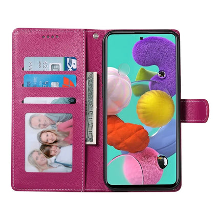 DF-012 For Samsung Galaxy A24 4G (162.1 x 77.6 x 8.3mm) Case Litchi Texture Leather Magnetic Clasp Wallet Stand Phone Cover