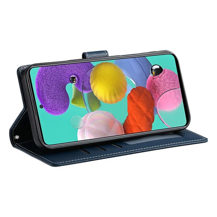 DF-012 For Samsung Galaxy A24 4G (162.1 x 77.6 x 8.3mm) Case Litchi Texture Leather Magnetic Clasp Wallet Stand Phone Cover