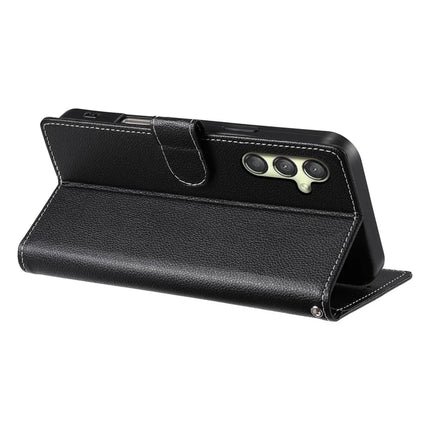 DF-012 For Samsung Galaxy A25 5G (Global) (161.0 x 76.5 x 8.3mm) Case Litchi Texture Leather Wallet Stand Phone Cover