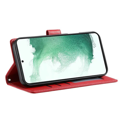 DF-012 For Samsung Galaxy A25 5G (Global) (161.0 x 76.5 x 8.3mm) Case Litchi Texture Leather Wallet Stand Phone Cover