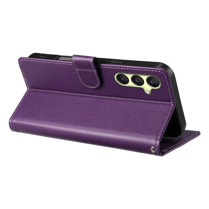 DF-012 For Samsung Galaxy A16 5G / A16 4G Case Litchi Texture Leather Magnetic Clasp Wallet Stand Phone Cover