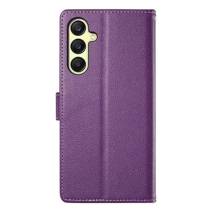 DF-012 For Samsung Galaxy A16 5G / A16 4G Case Litchi Texture Leather Magnetic Clasp Wallet Stand Phone Cover
