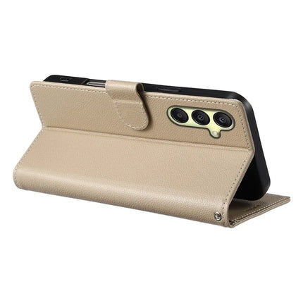 DF-012 For Samsung Galaxy A16 5G / A16 4G Case Litchi Texture Leather Magnetic Clasp Wallet Stand Phone Cover