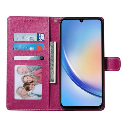 DF-012 For Samsung Galaxy A34 5G Case Litchi Texture Leather Magnetic Clasp Wallet Stand Phone Cover
