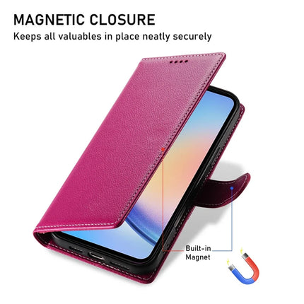 DF-012 For Samsung Galaxy A34 5G Case Litchi Texture Leather Magnetic Clasp Wallet Stand Phone Cover