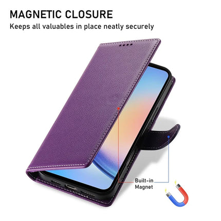 DF-012 For Samsung Galaxy A34 5G Case Litchi Texture Leather Magnetic Clasp Wallet Stand Phone Cover